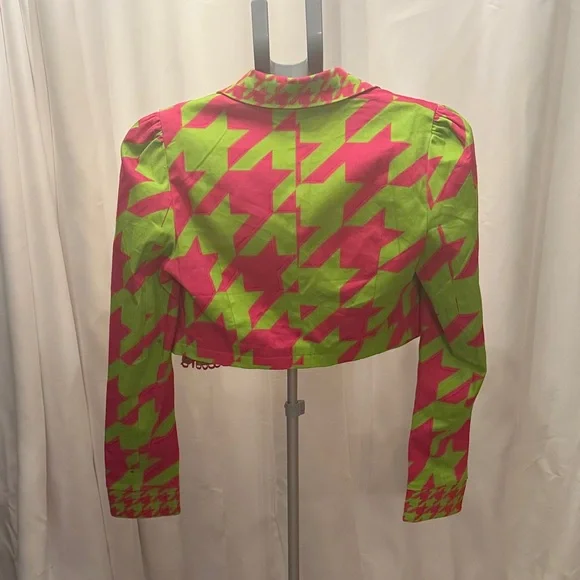 Am I the drama? Sugar Thrillz Neon Pink and Lime Houndstooth Set nwt - Picture 13 of 13